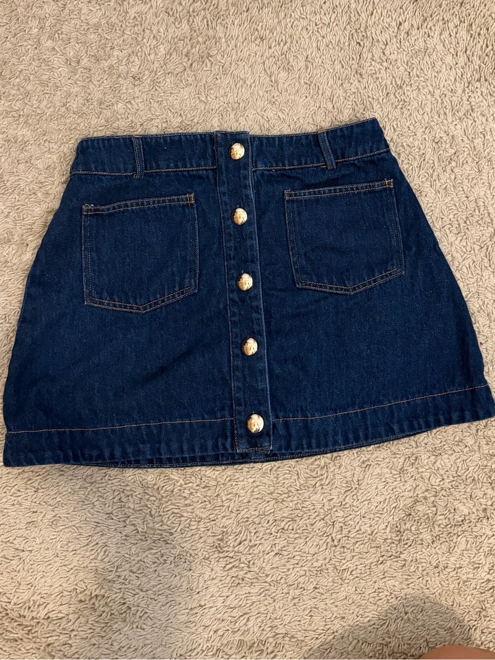 TALULAH Dark Blue Button-Front Denim Mini Skirt